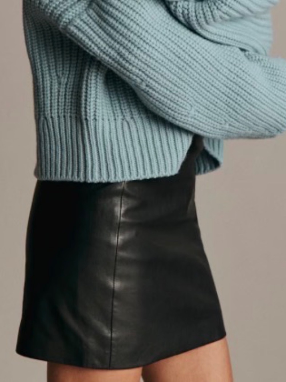 Sezane black leather harlow skirt size XL